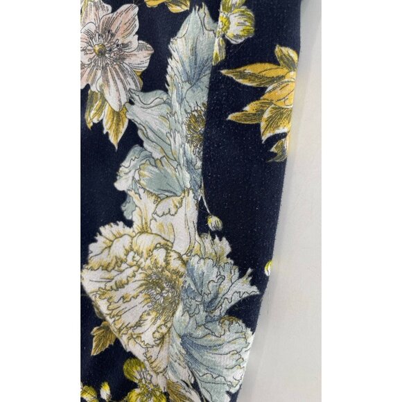 H&M Women's Blue Floral Shift Dress Split Neck  Boho Flaws See Photos Size 10 - Picture 9 of 15